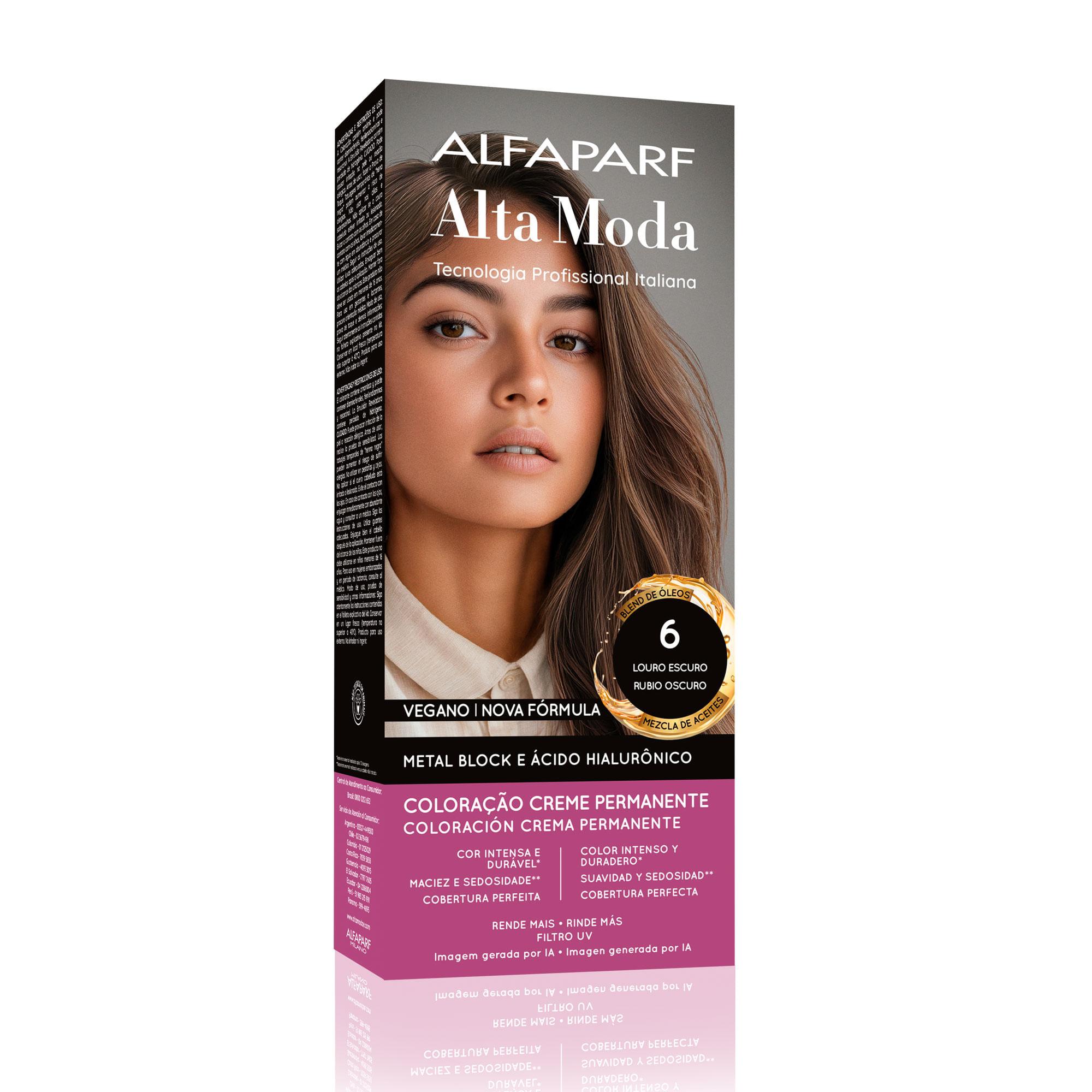 Coloração Creme Permanente Louro Escuro 6 Alfaparf Alta Moda 150g